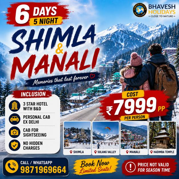 6D Shimla Manali By Cab F Delhi